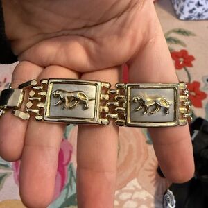Gold and Silver Vintage Jaguar Animal Motif Bracelet